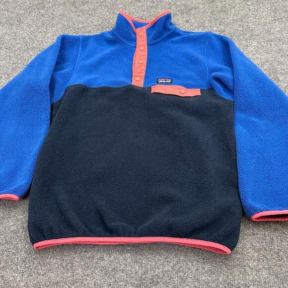 Patagonia Synchilla Jacket Girls L 12 Fleece Snap T Sweater Pullover Logo 65546 - Picture 4 of 12